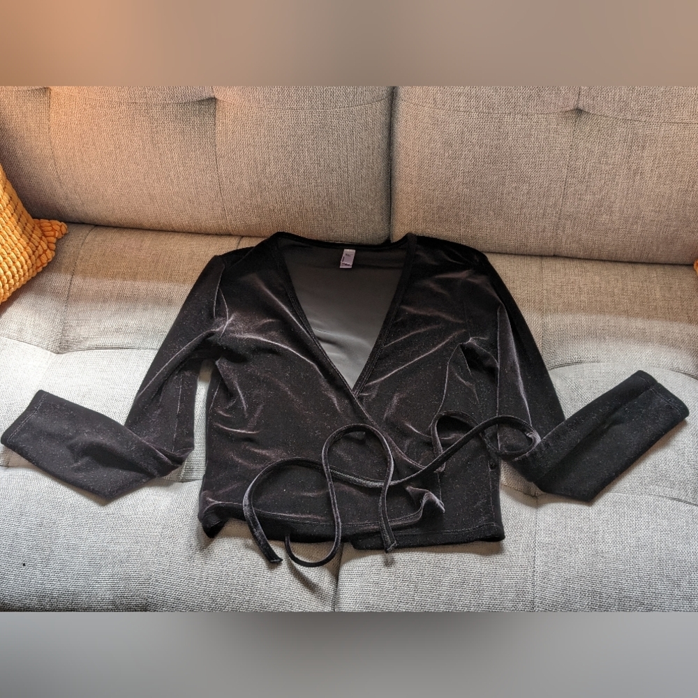 American Apparel Velvet Cropped Cardigan